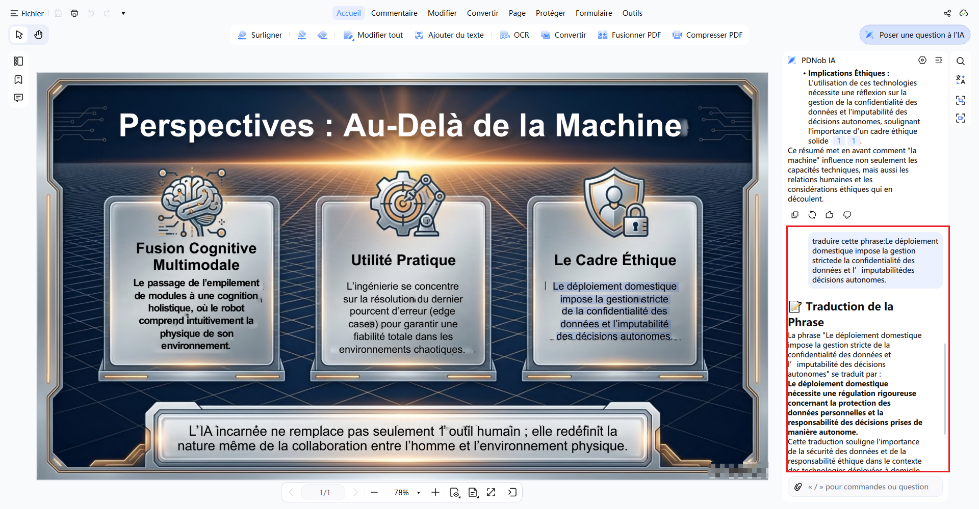 traduire du contenu sélectionné