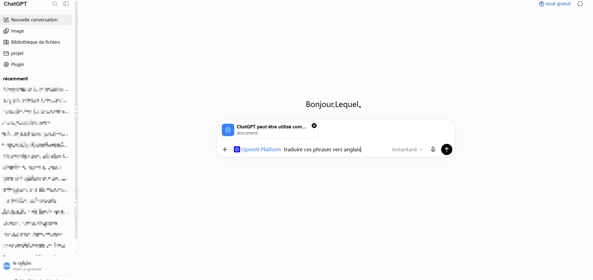 Poser question au ChatGPT directement