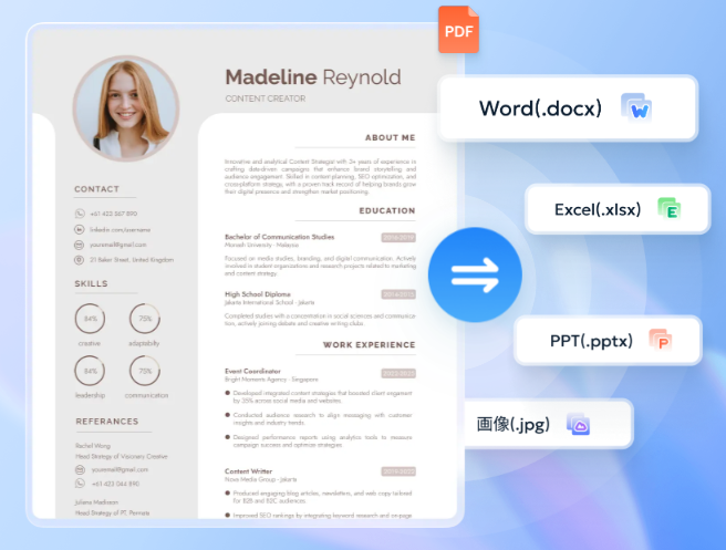 PDNobでPDFをWordやPowerPointに変換する画面