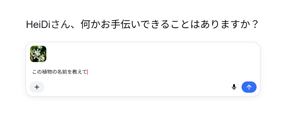 AIモードで質問を入力する画面
