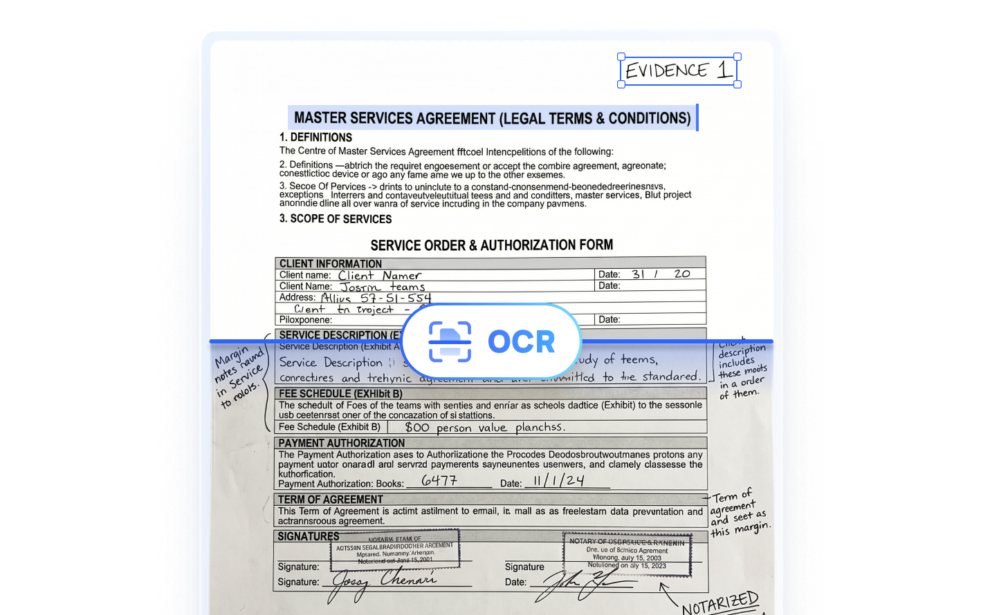 OCR処理済みの編集可能なPDF
