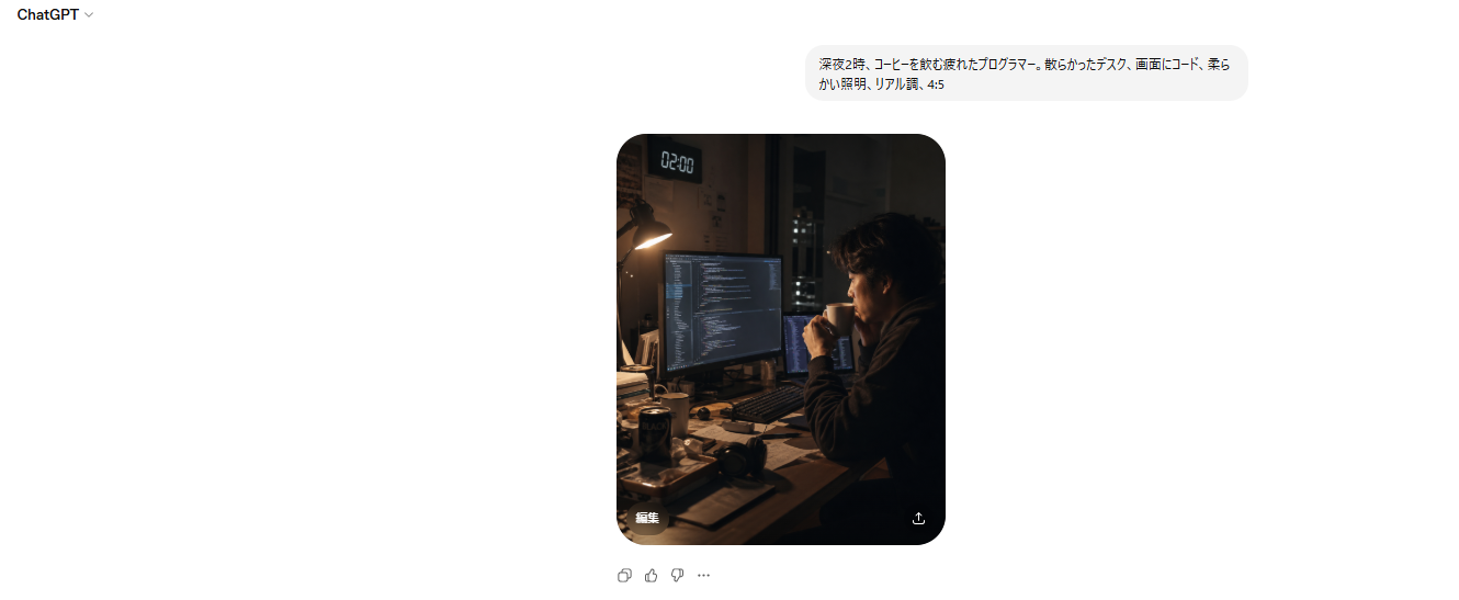 ChatGPTで画像生成結果が表示された画面