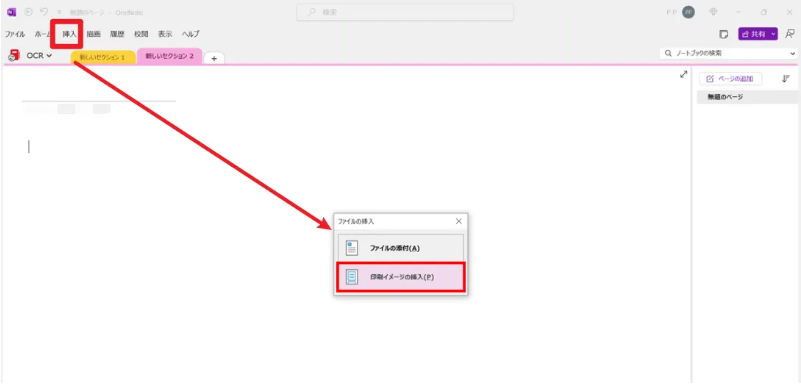 OneNoteに複数ページの画像を挿入