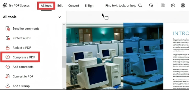 「すべてのツール」→「PDFを圧縮」