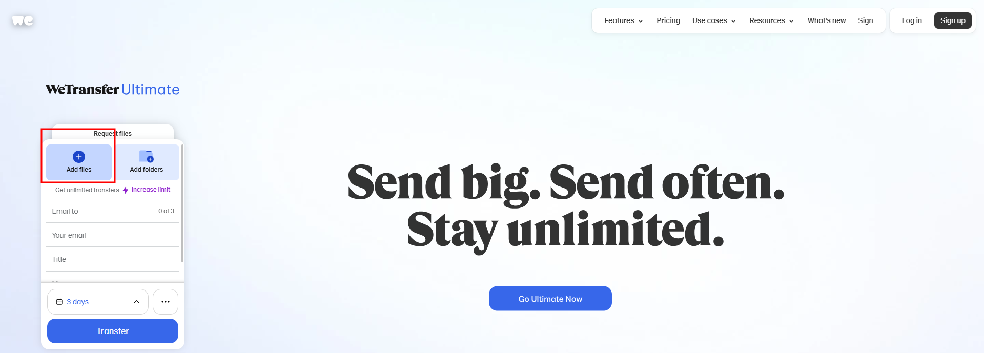 WeTransferの公式サイト
