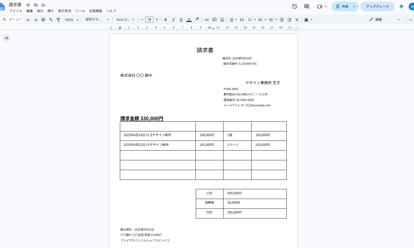 Googleドキュメントに変換された文書を編集する画面