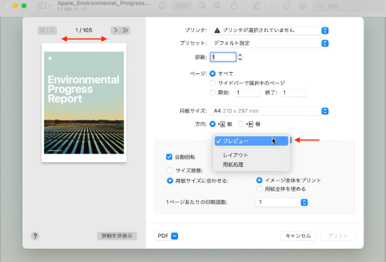 Macの用紙サイズ設定画面