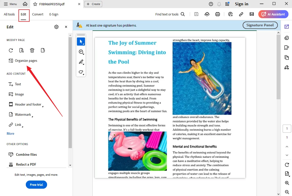 Adobe Acrobat에서 PDF 페이지 회전하기