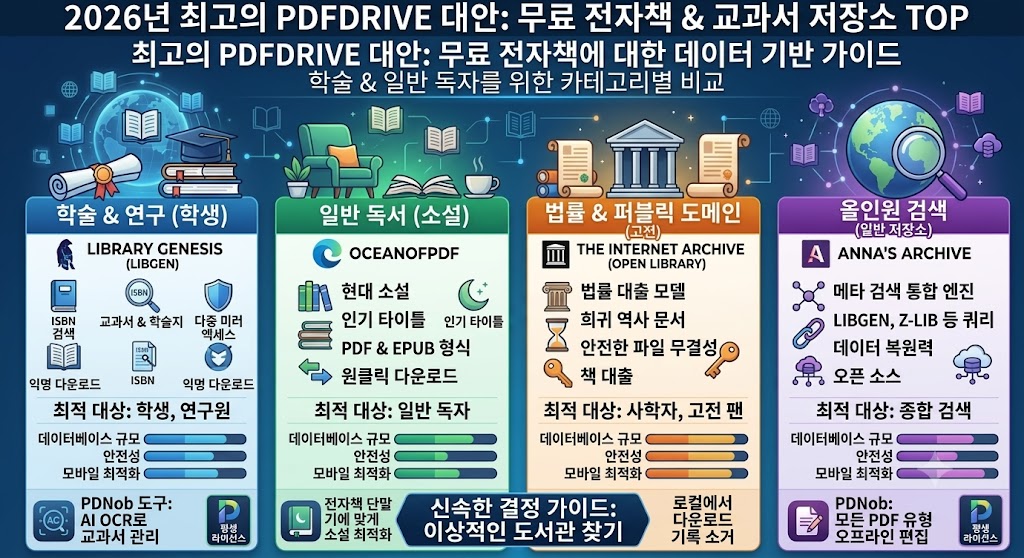 PDFDrive 대체 서비스 인포그래픽