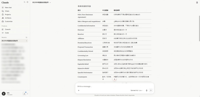 claude跨語系翻譯與專業名詞