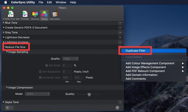 點擊「reduce file size」＞「duplicate filter」