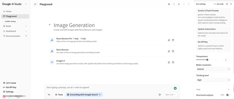 google ai studio 影象生成