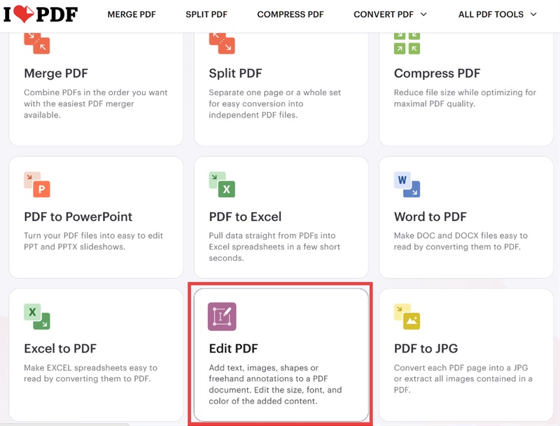 ilovepdf「編輯 pdf」