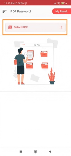 在pdf password protector app中選擇要加密的pdf