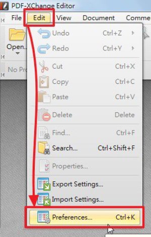 啟動PDF XChange Editor並選擇 Preferences
