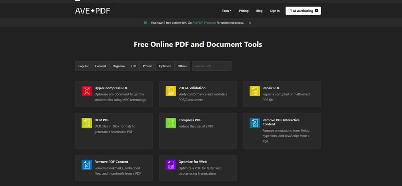 開啟「hyper compress pdfs」工具頁面。