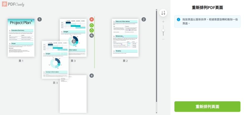 pdf candy 變頁頁面排序