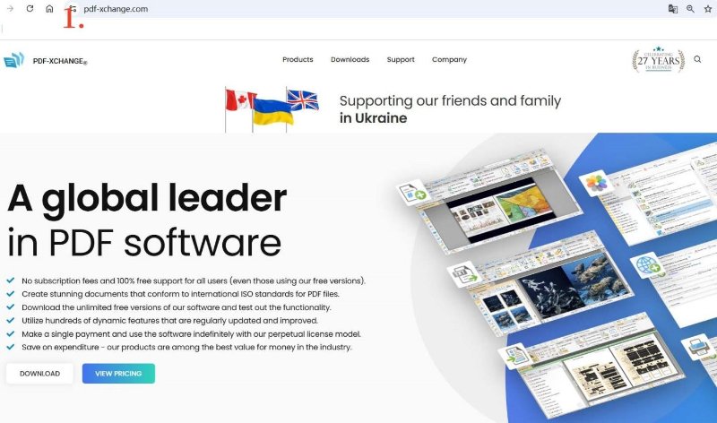 PDF-XChange Editor官方網站主頁面