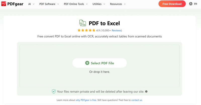 pdfgear轉excel