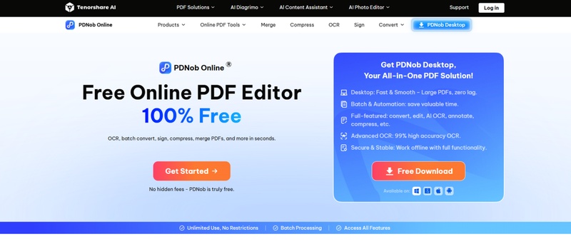 pdnob online 功能完整的線上pdf分割工具