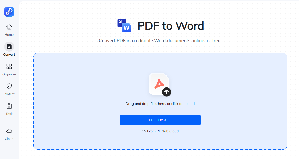 PDNob Online pdf轉word線上轉換器