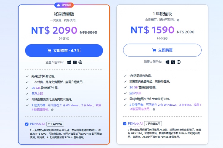 pdnob個人版訂閱方案