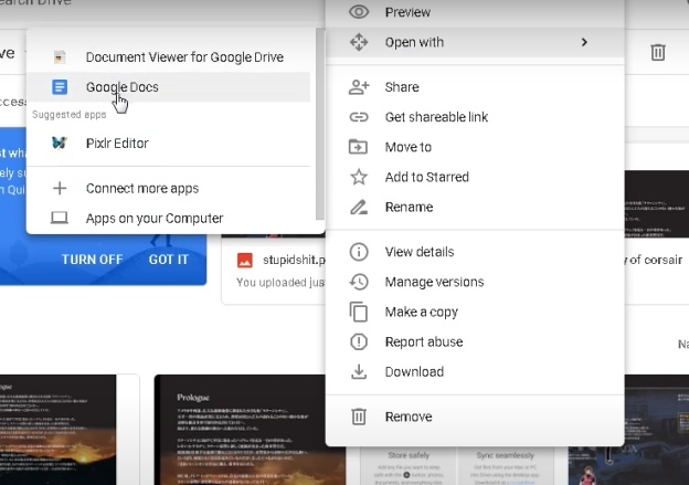 右鍵使用google文件開啟