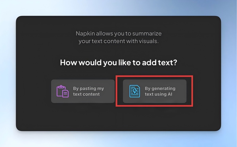 選擇「by generating text using ai」新增文字