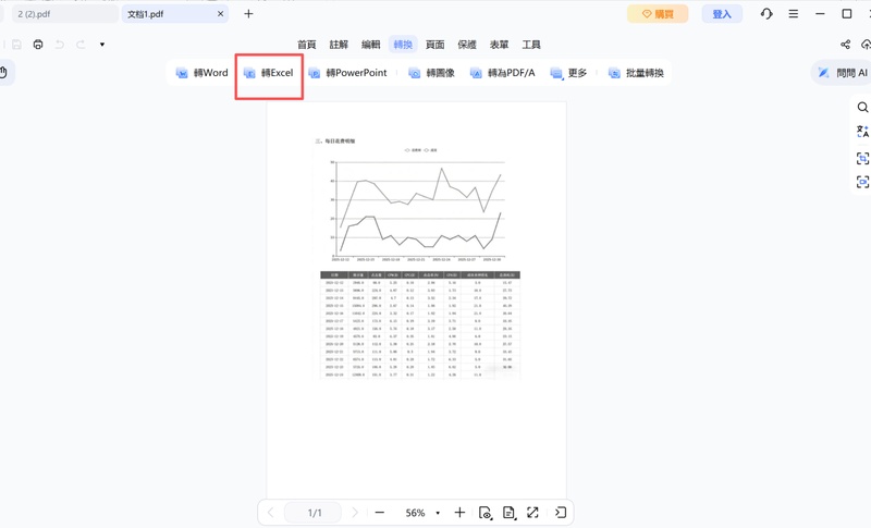 選擇「轉excel」