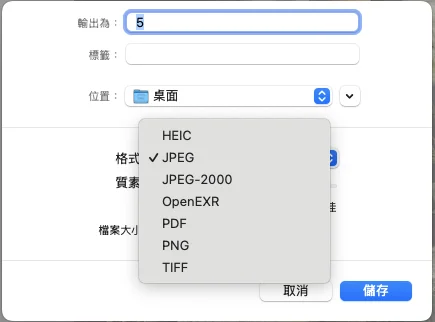 點選需要的格式按儲存
