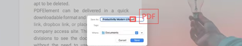 選擇「pdf」格式，最後點選「save」