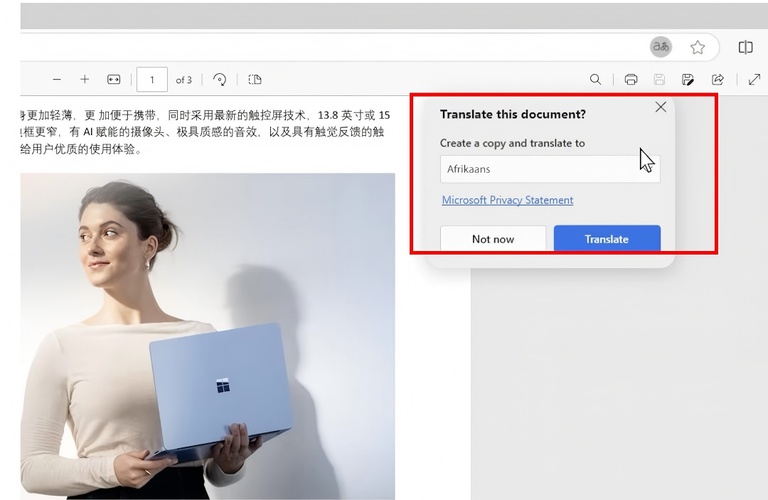 系統自動辨識並翻譯圖片中的文字。
