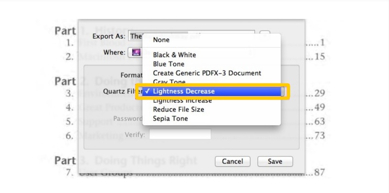 在mac內建預覽程式內選擇「亮度減少」濾鏡