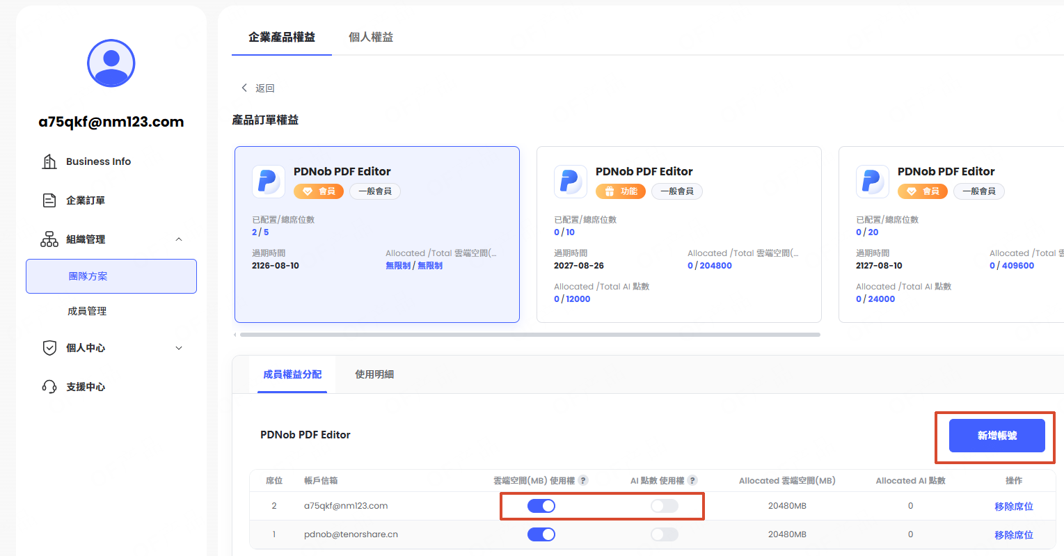 新增成員授權
